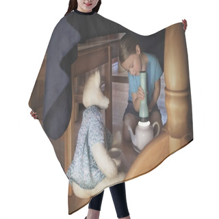 Personality  Girl Playing Hair Cutting Cape