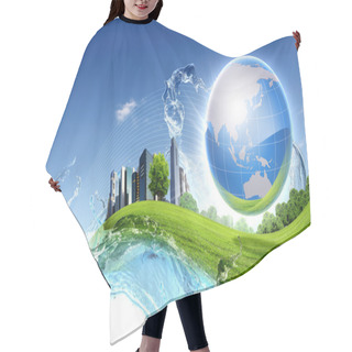 Personality  Green Planet Against Blue Sky And Clean Nature Hair Cutting Cape