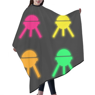 Personality  Barbecue Four Color Glowing Neon Vector Icon Hair Cutting Cape