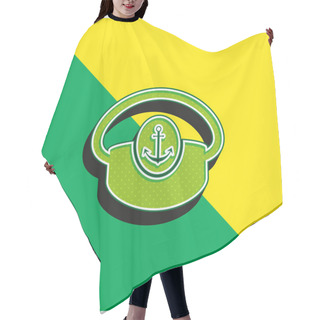 Personality  Boat Captain Hat Green And Yellow Modern 3d Vector Icon Logo Hair Cutting Cape