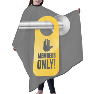 Personality  Realistic 3d Detailed Members Only Sign And Door Handle. Vector Hair Cutting Cape