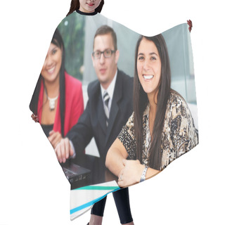 Personality  Group Of Business At Office Hair Cutting Cape