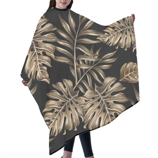 Personality  Seamless Pattern Of Gold Leaves And Flowers Hair Cutting Cape