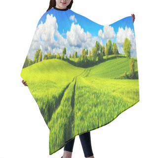 Personality  Idyllic Green Fields With Vibrant Blue Sky Hair Cutting Cape
