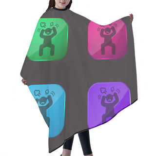 Personality  Angry Man Four Color Glass Button Icon Hair Cutting Cape