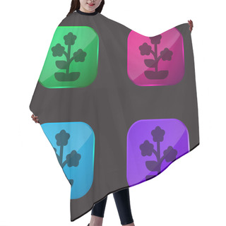 Personality  Alpine Forget Me Not Four Color Glass Button Icon Hair Cutting Cape