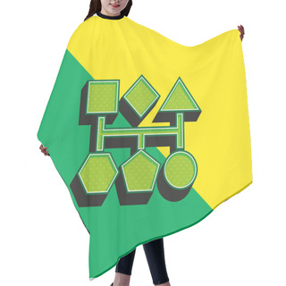 Personality  Black Geometric Shapes Graphic Green And Yellow Modern 3d Vector Icon Logo Hair Cutting Cape
