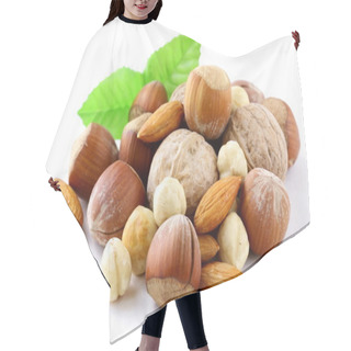 Personality  Mix Nuts - Walnuts, Hazelnuts, Almonds On A White Background Hair Cutting Cape