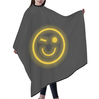 Personality  Blink Emoticon Face Yellow Glowing Neon Icon Hair Cutting Cape