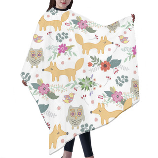 Personality  Children's Seamless With Animals And Flowers Hair Cutting Cape