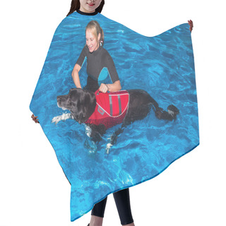 Personality  Pet And Woman Inside Pool Hair Cutting Cape