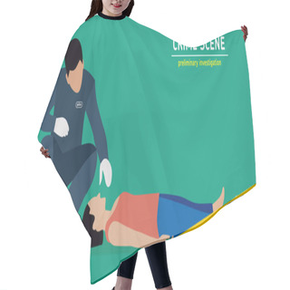 Personality  Flat Illustration. Murder Investigation Hair Cutting Cape