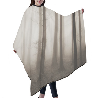 Personality  Mysterious Forest With Fog In Sepia Hair Cutting Cape