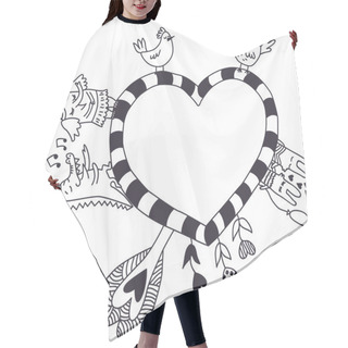 Personality  Saint Valentine's Day Heart Design Element With Cute Character Illustrations. Hair Cutting Cape