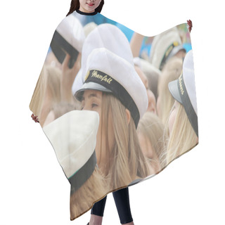 Personality  Happy Teenage Girls With Wearing Graduation Cap Celebrating The  Hair Cutting Cape