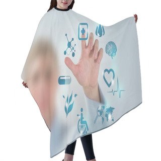 Personality  Doctor Hand With Modern Computer Hair Cutting Cape
