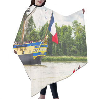 Personality  Stern Close Up Of Hermione Sailboat With French Flag On Seine Just Arriving For Armada 2019 In France Hair Cutting Cape