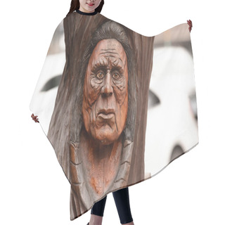 Personality  Wooden Carving Indian Man Portrait In Canada Hair Cutting Cape