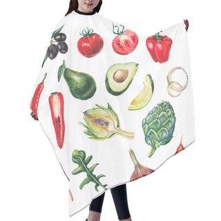 Personality  Watercolor Big Vegetables Set Hair Cutting Cape