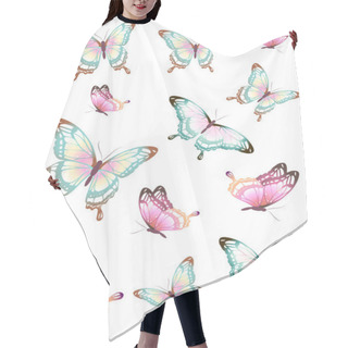 Personality  Set Of Bright Colorful Butterflies Isolated On White Background Hair Cutting Cape