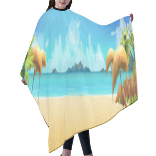 Personality  Sea Panorama, Tropical Beach. Vector Background Hair Cutting Cape