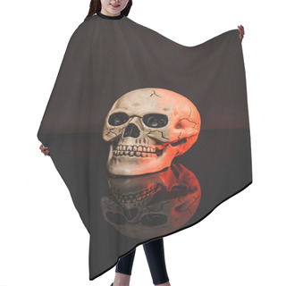 Personality  Red Lighting On Aged And Creepy Skull On Black  Hair Cutting Cape