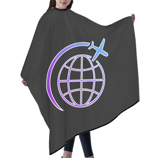 Personality  Airplane Flight In Circle Around Earth Blue Gradient Vector Icon Hair Cutting Cape