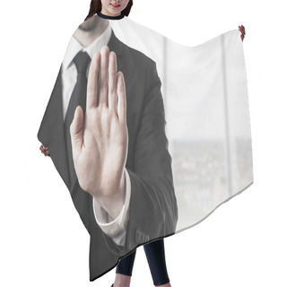 Personality  Businessman Hand Stop Hair Cutting Cape