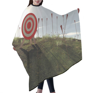 Personality  Missed Arrows Around A Red Target On Field . Audience Target Consulting Concept . This Is A 3d Render Illustration .  Hair Cutting Cape