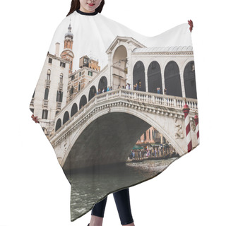 Personality  VENICE, ITALY - SEPTEMBER 24, 2019: Ancient Rialto Bridge And Grand Canal In Venice, Italy  Hair Cutting Cape