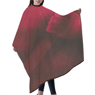 Personality  Cropped Shot Of Human Hand Holding Knife In Red Light With Glitches  Hair Cutting Cape