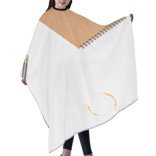 Personality  Notebook With Pencil And Coffee Stain Hair Cutting Cape