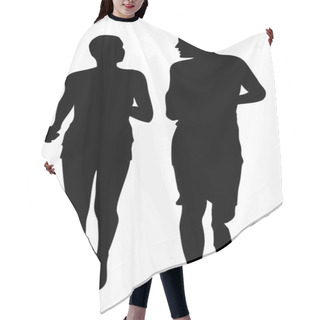 Personality  Couple Jogging Running Silhouette Hair Cutting Cape