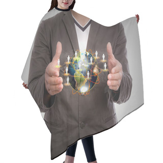 Personality  Business Man Hold Earth Hair Cutting Cape
