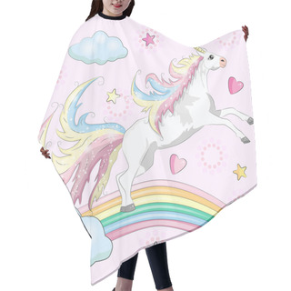 Personality  Magic Cute Unicorn, Walking On The Rainbow, Doodle Nursery Art Hair Cutting Cape
