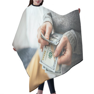 Personality  Hands Counting Us Dollar Bills Hair Cutting Cape