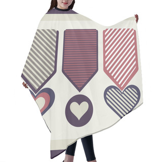 Personality  Collection Of Medals In The Form Of Hearts. Hair Cutting Cape