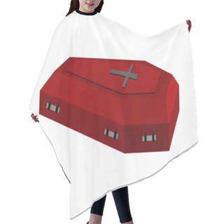 Personality  Burgundy Expensive Coffin For Rich With Handles On A White Backg Hair Cutting Cape