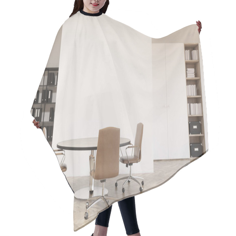 Personality  White And Wooden Office, Bookcases Hair Cutting Cape