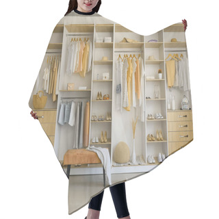 Personality  Big Wardrobe With Different Clothes And Accessories In Room Hair Cutting Cape