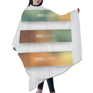 Personality  Business Design Templates. Set Of Banners With Multicolored Blured Backgrounds Hair Cutting Cape