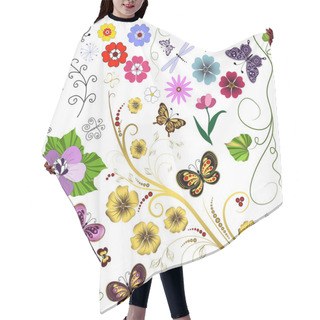 Personality  Big Set Flowers And Butterflies Hair Cutting Cape