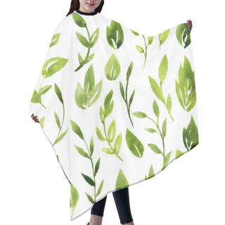 Personality  Vector Watercolor Green Leaves And Branches Hair Cutting Cape
