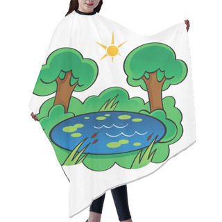 Personality  Pond In Cartoon Forest Hair Cutting Cape