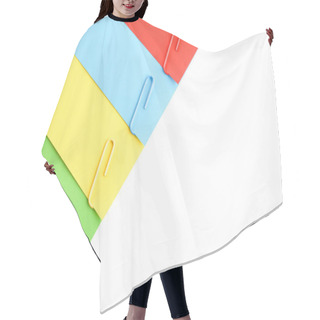 Personality  Colorful Papers With Paper Clips. Hair Cutting Cape