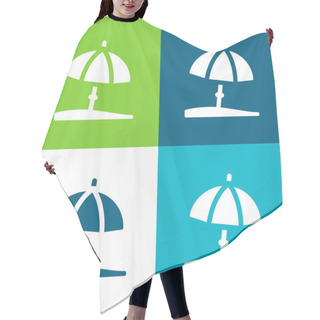 Personality  Beach Umbrella Flat Four Color Minimal Icon Set Hair Cutting Cape