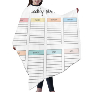 Personality  Weekly Planner For Diary, Organiser, Notebook. Printable A4 Planner. Vector Illustration.  Hair Cutting Cape