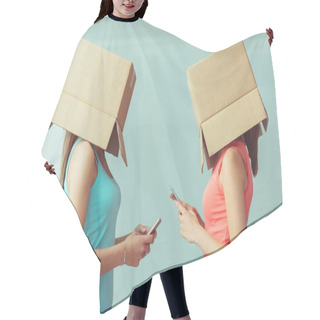 Personality  Girls With Boxes On Their Heads Hair Cutting Cape