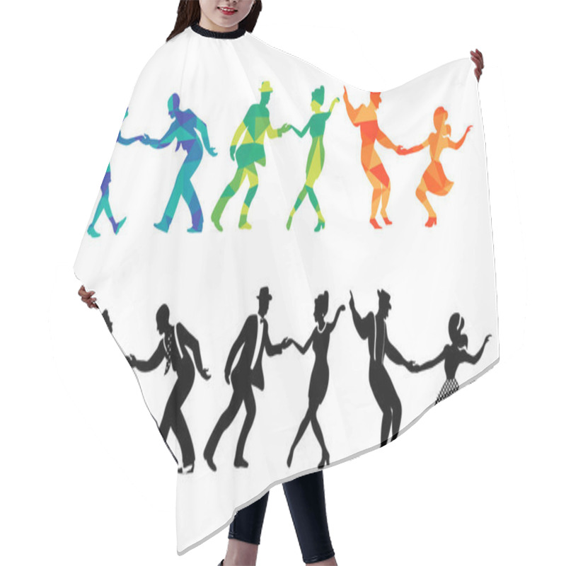 Personality  Set Of Three Dancing Couples Silhouettes Hair Cutting Cape