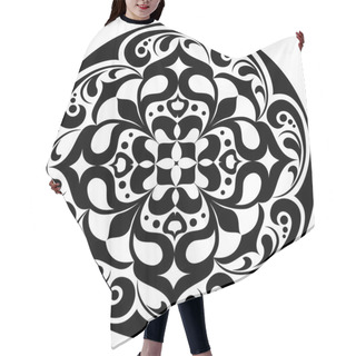 Personality  Kaleidoscopic Floral Tatoo. Mandala In Black And White Hair Cutting Cape